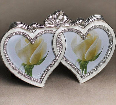 Double Heart Rhinestone Photo Frames