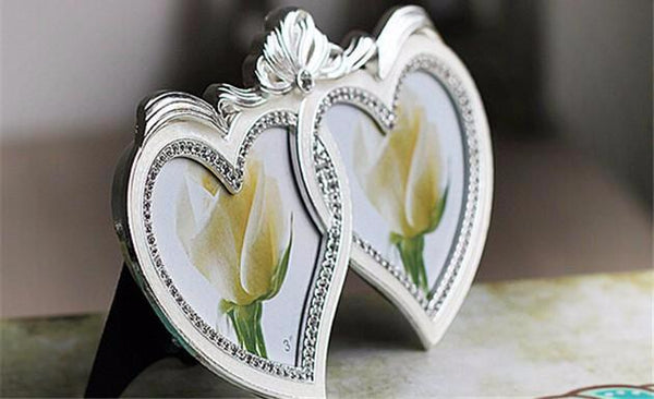 Double Heart Rhinestone Photo Frames