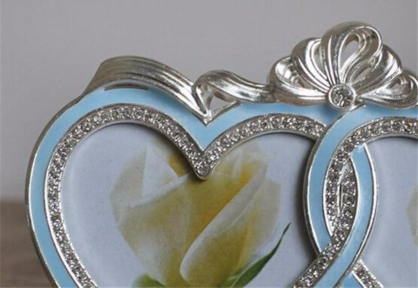 Double Heart Rhinestone Photo Frames