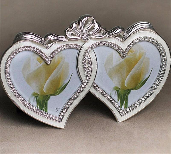 Double Heart Rhinestone Photo Frames
