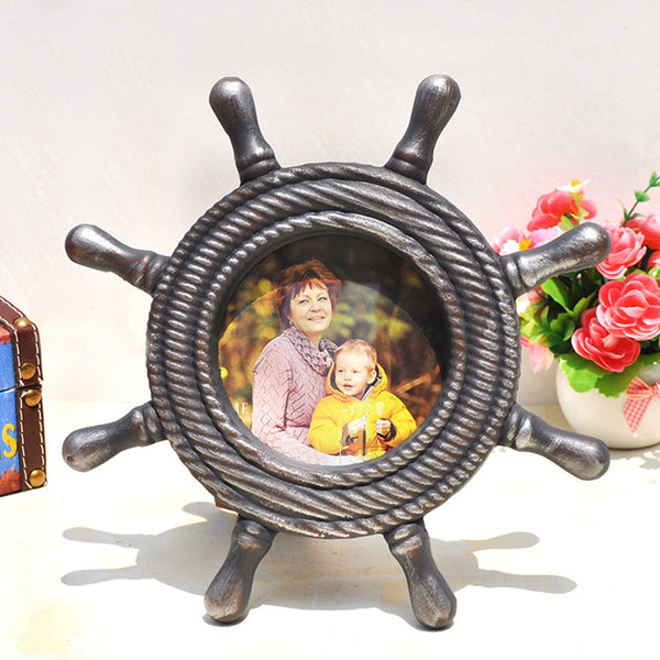 Vintage Rudder Shape Wooden Photo Frame