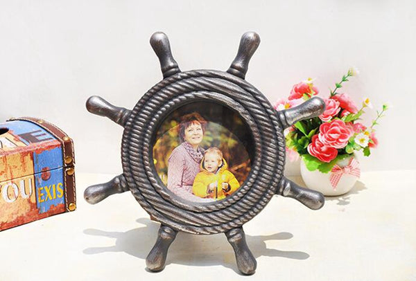 Vintage Rudder Shape Wooden Photo Frame