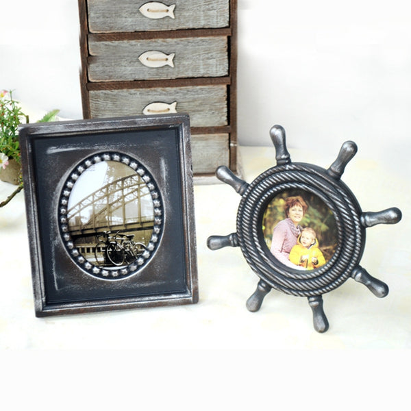 Vintage Rudder Shape Wooden Photo Frame