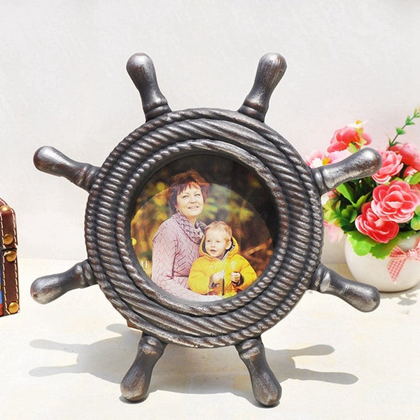 Vintage Rudder Shape Wooden Photo Frame